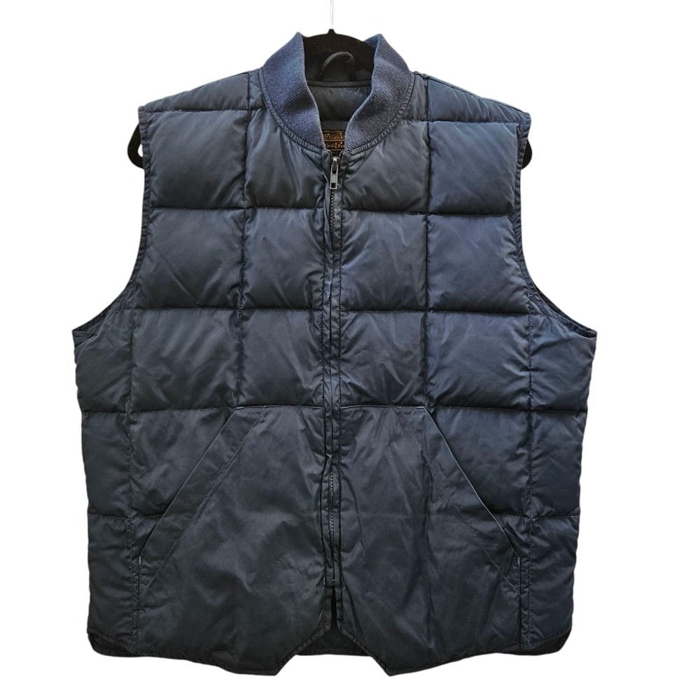 Eddie Bauer Vest Mens 42 Blue Premium Goose‎ Down Quilted Puffer Jacket Full Zip